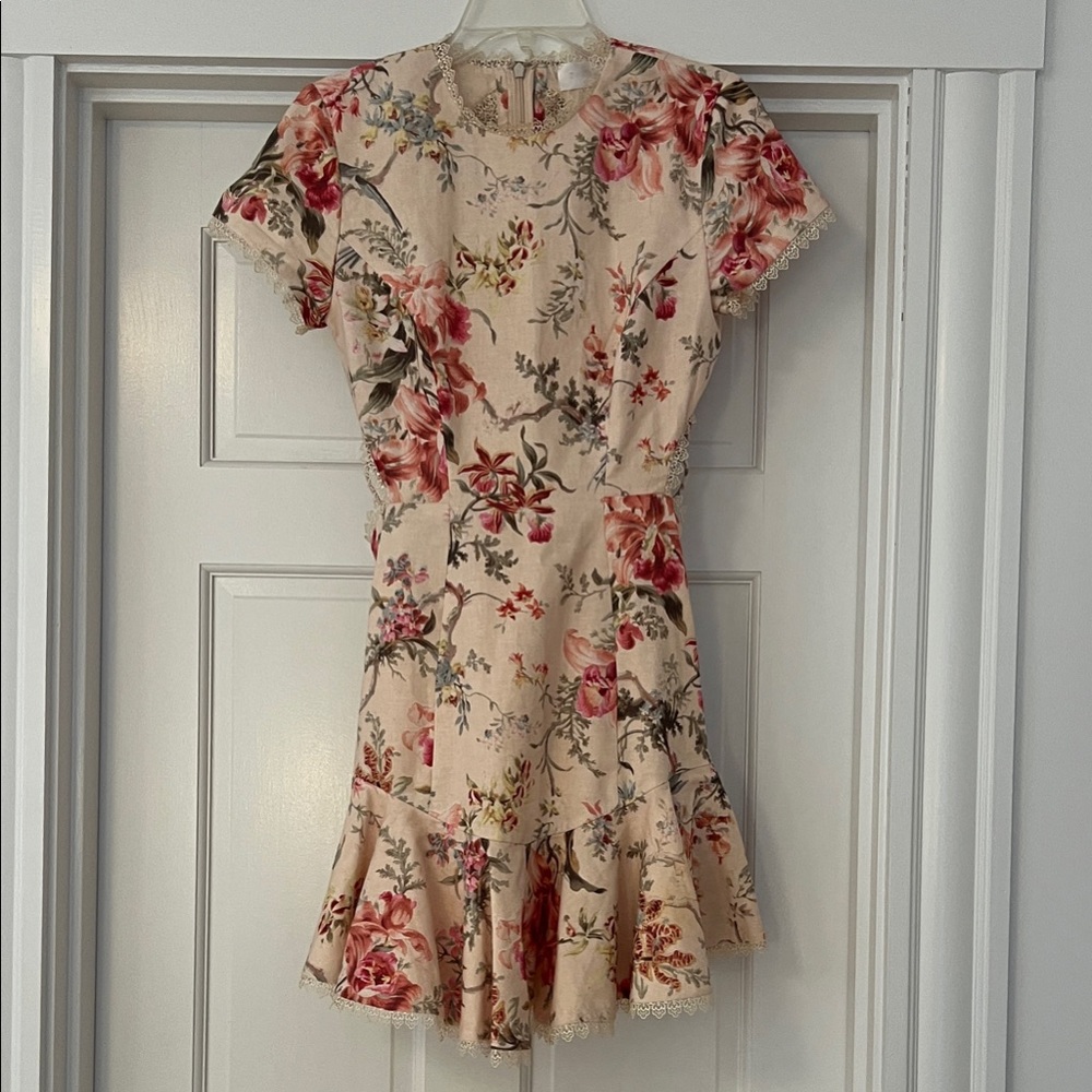 Zimmermann Lace Trim Dress with Pink and Cream Tones